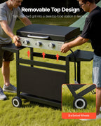Gas Griddle, 3-Burner Flat Top Grill, Propane Griddle With Wheels, Lid, 3 X 11000 BTU Outdoor Flat Top Grills For Pan-Frying, Grilling, Stir-Frying, & BBQ, Pulse Ignition, Removable Top Design by CABINSGATE SMART FURNITURE