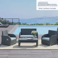 3 PCs Outdoor Seat Cushion For Rattan Furniture, Garden Furniture Cushions, Grey by CABINSGATE SMART FURNITURE