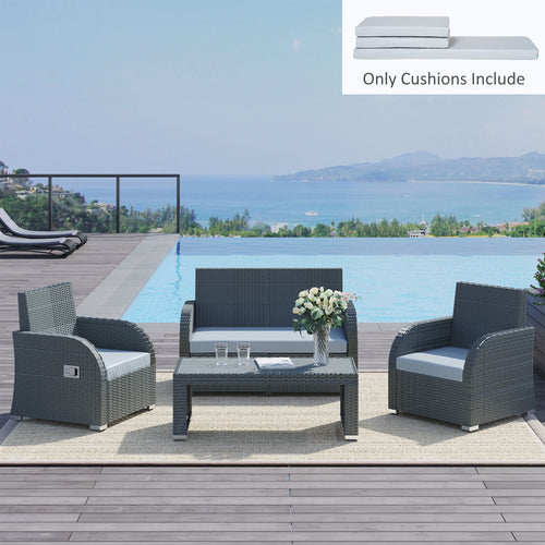 3 PCs Outdoor Seat Cushion For Rattan Furniture, Garden Furniture Cushions, Grey by CABINSGATE SMART FURNITURE