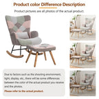 Rocking Chair, Fabric Relaxing Chair Wingback Accent Chair With Solid Wood Legs, Accent Armchair With Ottoman Single Sofa, Chair With Footstool And Pillow For Home Living Room Bedroom, Multicolour by CABINSGATE SMART FURNITURE