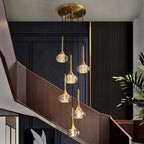 Luxury Crystal Copper Rotating Stairs Chandelier, Simple Modern Light by CABINSGATE SMART FURNITURE