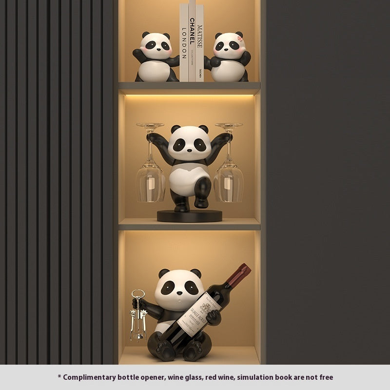 Panda Red Wine Rack Decoration, Wine Cabinet Combination Light by CABINSGATE SMART FURNITURE
