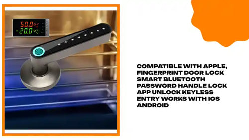 Compatible With Apple, Fingerprint Door Lock Smart Bluetooth Password Handle Lock APP Unlock Keyless Entry Works With IOS Android by@Outfy